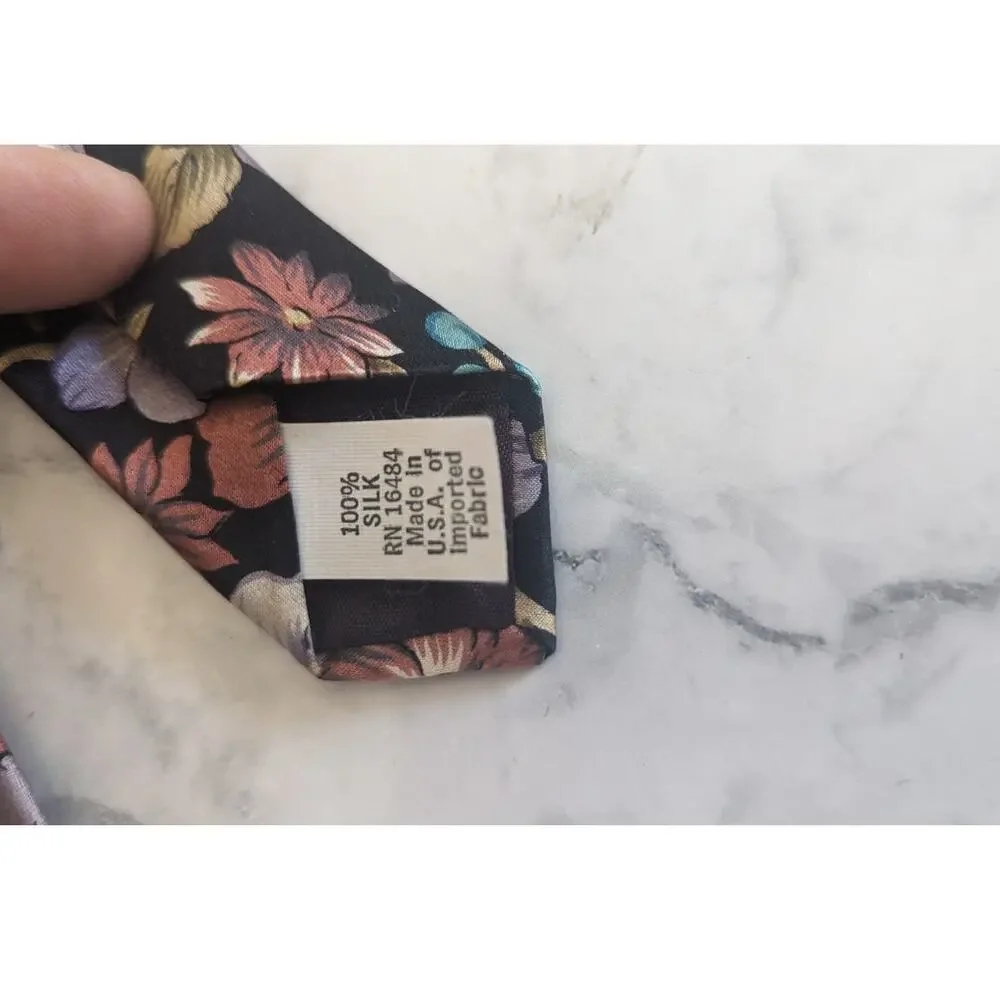 Mens Franco Baretta multi colored floral pattern dress silk tie